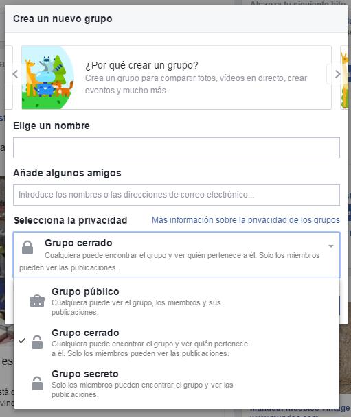 crear grupo de facebook para la boda
