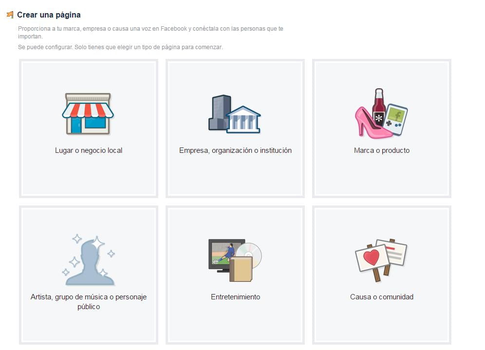 crear página de facebook para la boda